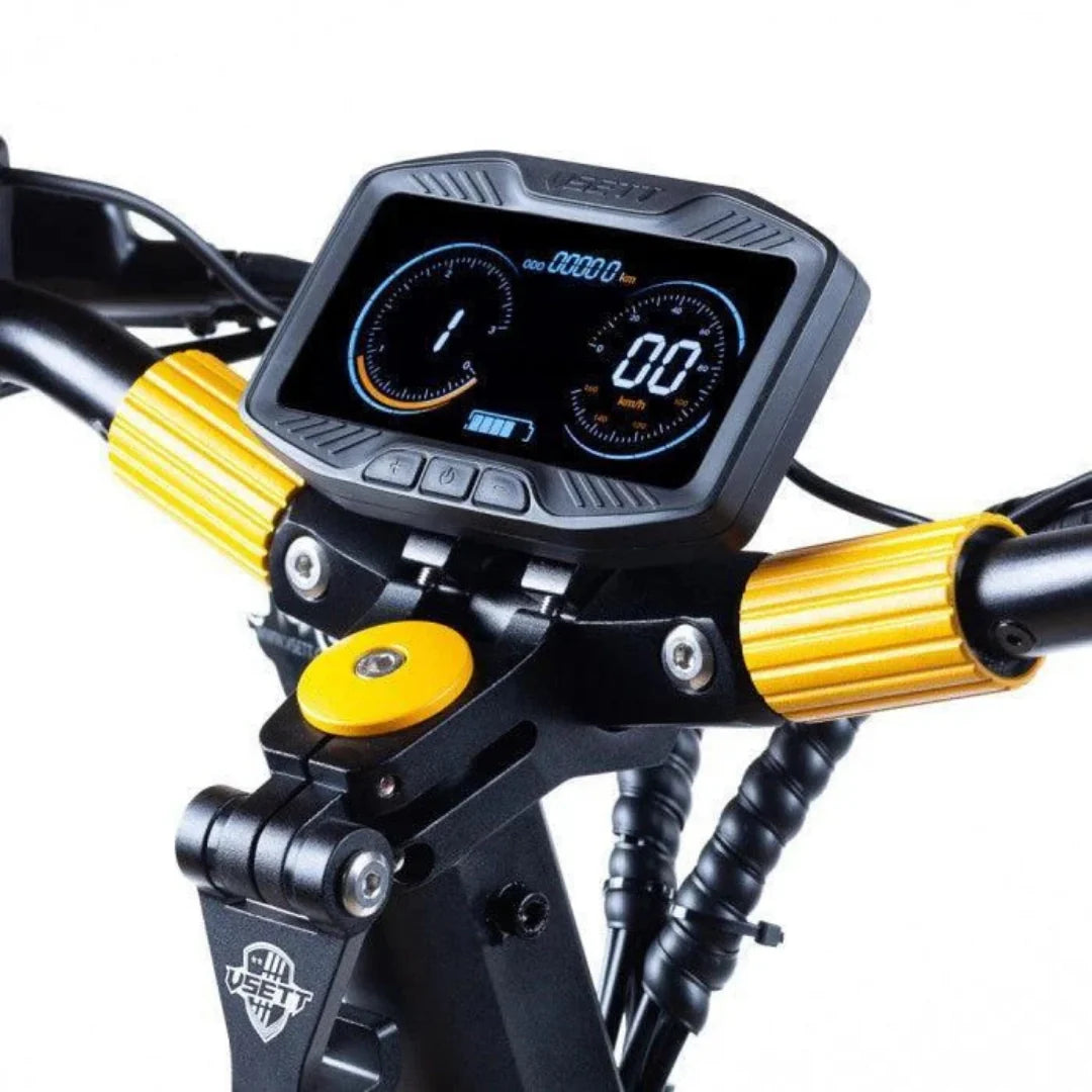 Electric scooter VSETT 10+ Super – dashboard display and handlebar controls