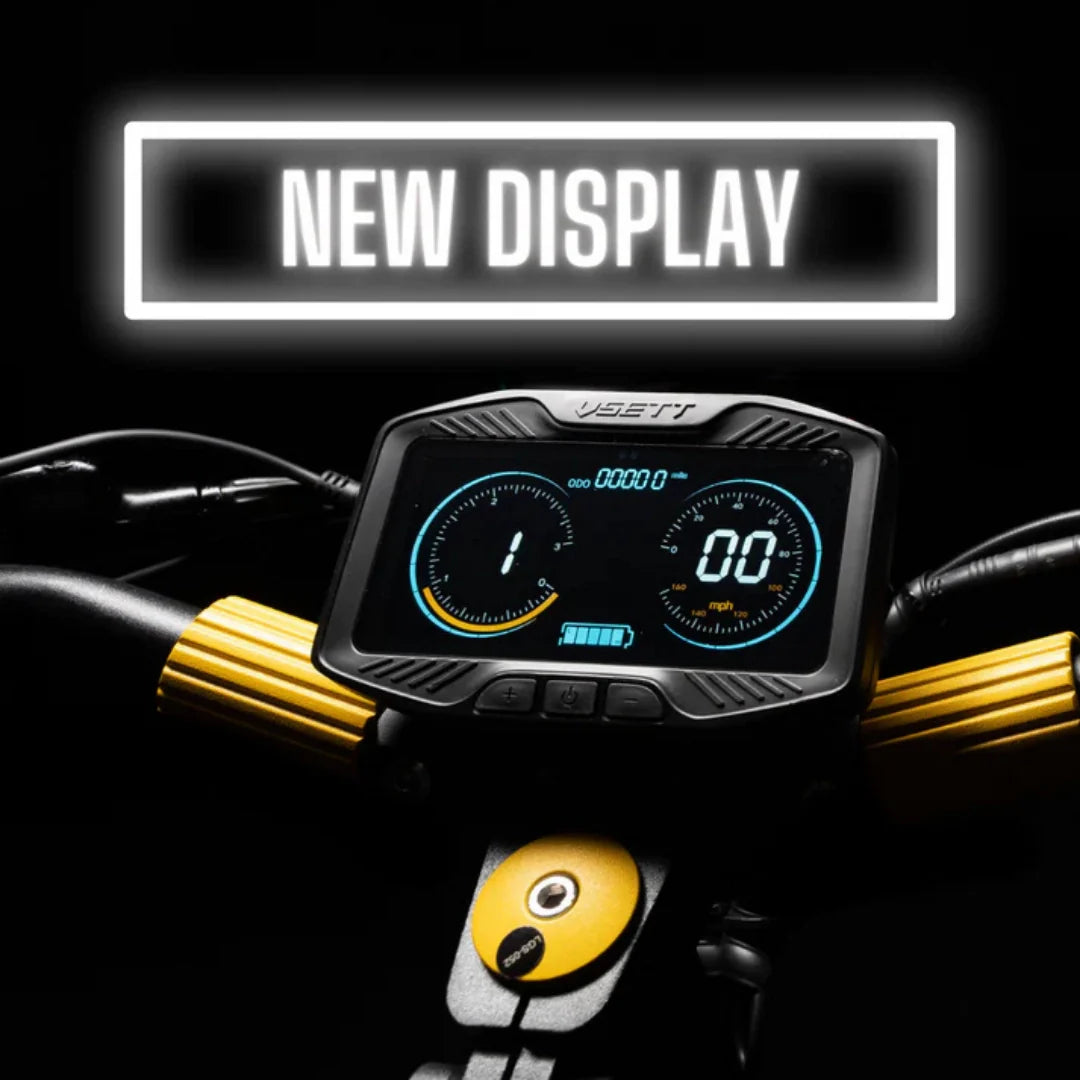 Electric scooter VSETT 10+ Super – dashboard display with "NEW DISPLAY" text