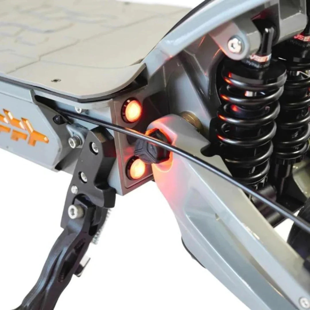 Electric scooter VSETT 11+ – rear lights and suspension close-up