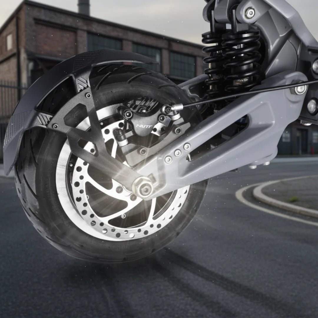 Electric scooter VSETT 11+ – rear wheel and suspension detail