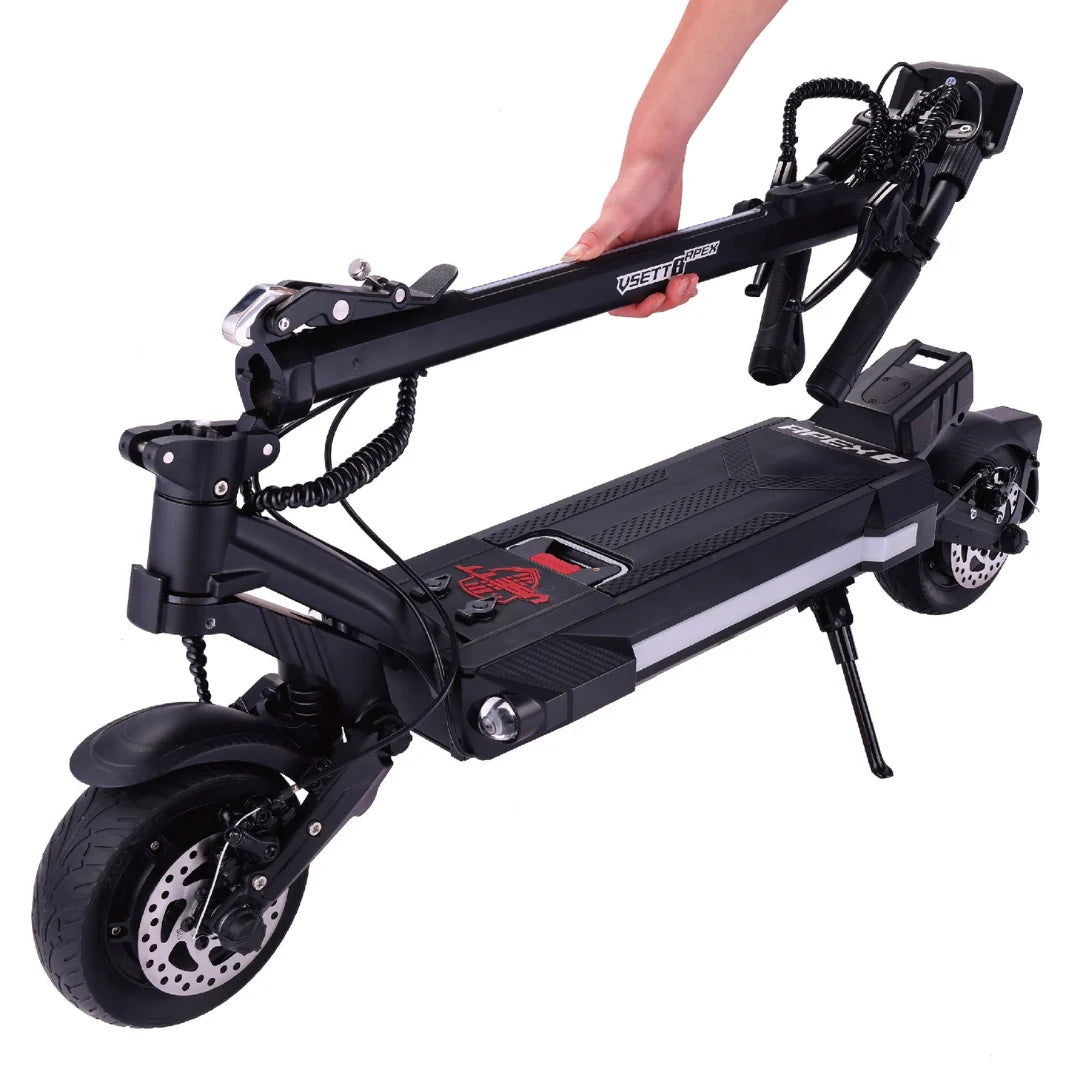 Electric scooter VSETT 8 APEX – person holding folded scooter