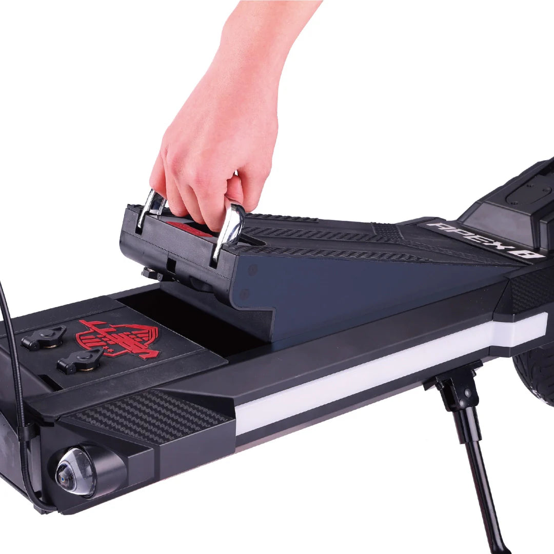 Electric scooter VSETT 8 APEX – hand opening deck storage compartment