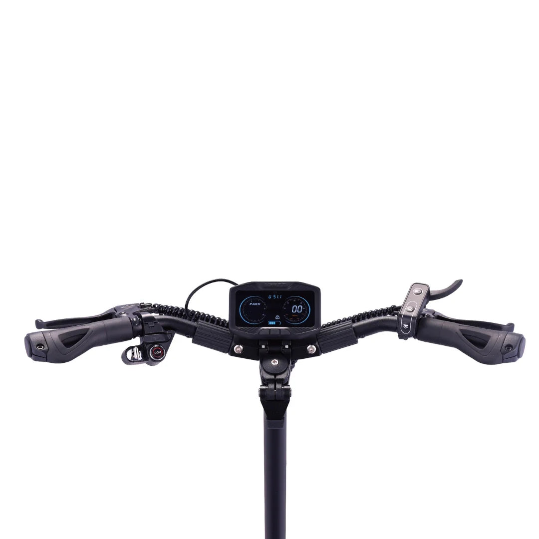 Electric scooter VSETT 8 APEX – handlebars and central display, front view