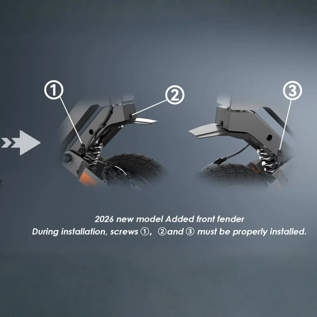 Electric scooter KuKirin G4 – front fender installation diagram