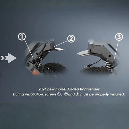 Electric scooter KuKirin G4 – front fender installation diagram