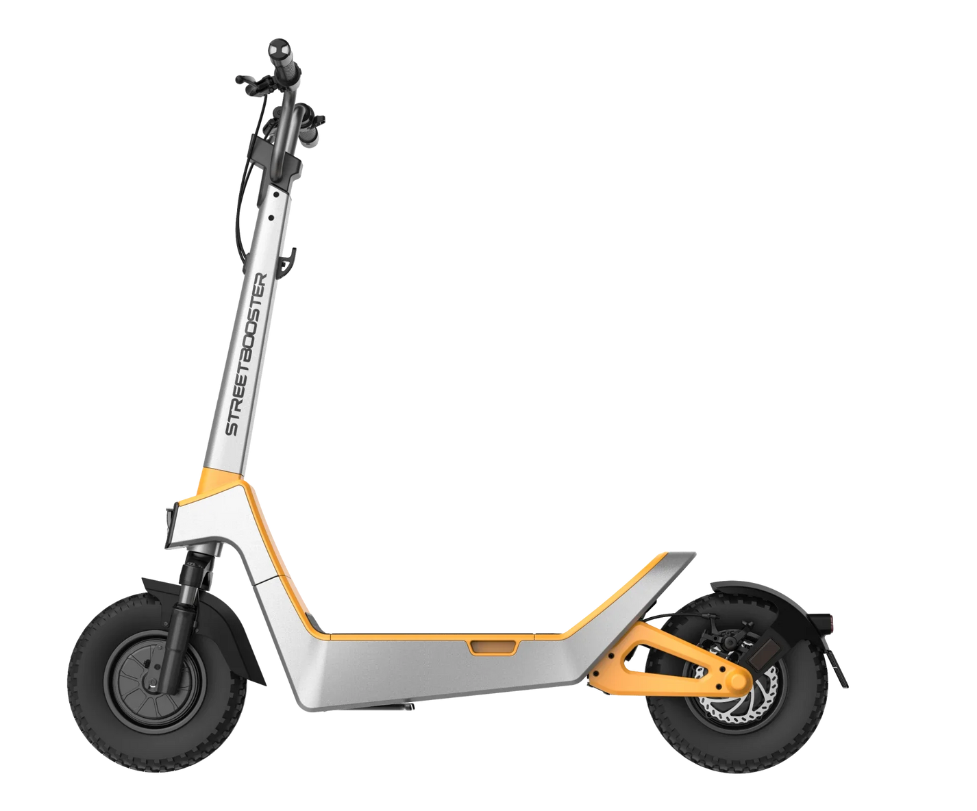 Električni romobil StreetBooster Pollux – bočni pogled, sivo-žuta varijanta boje