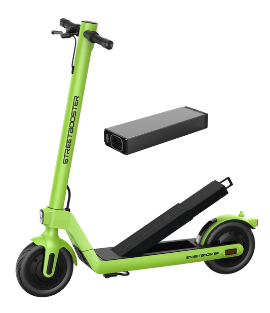 Electric scooter StreetBooster Sirius – lime green colour variant, battery removed