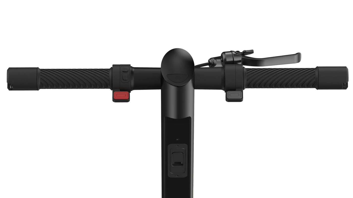 Electric scooter StreetBooster Sirius – black colour variant, handlebar close-up
