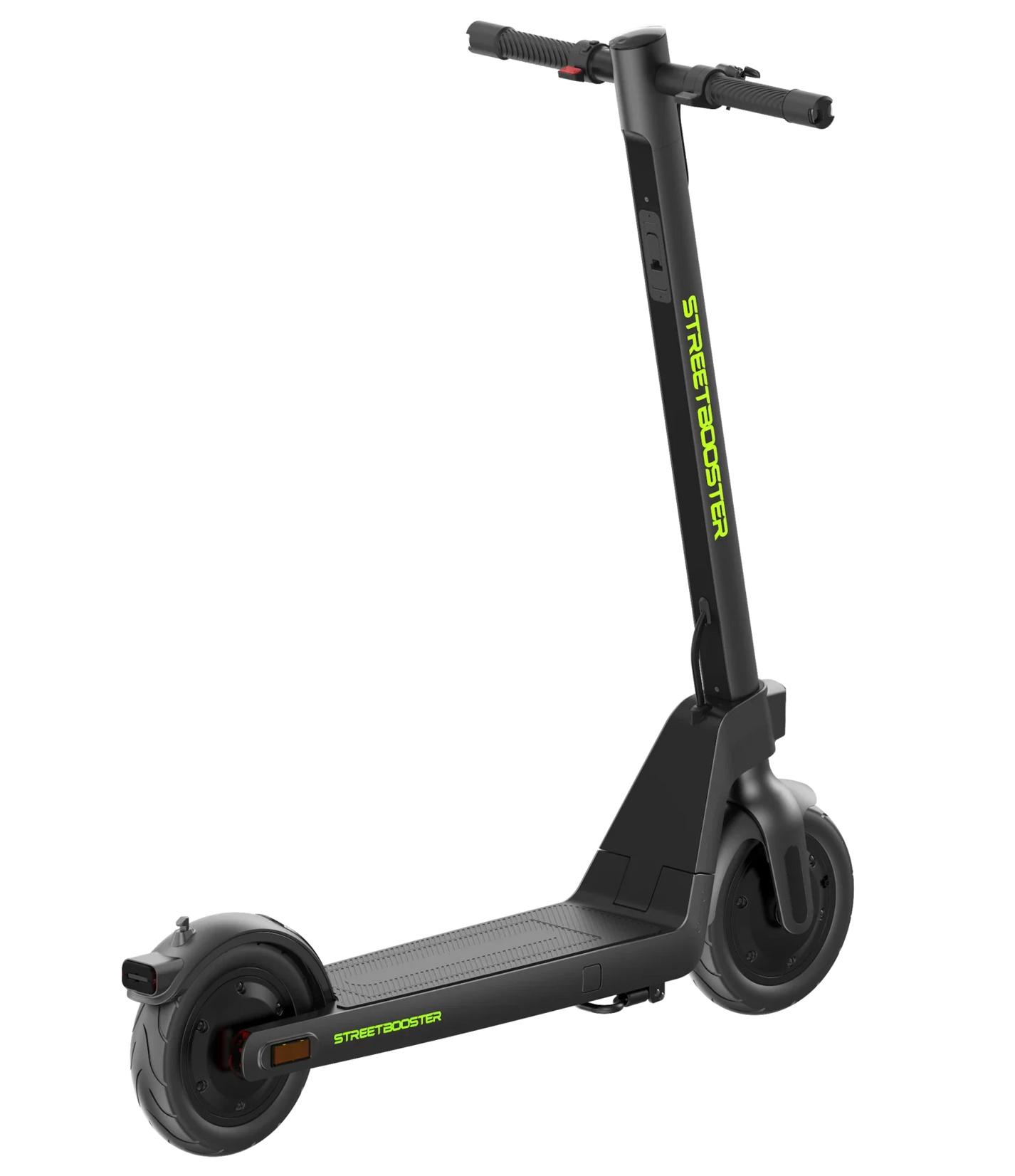 Electric scooter StreetBooster Sirius – black colour variant, front three-quarter view