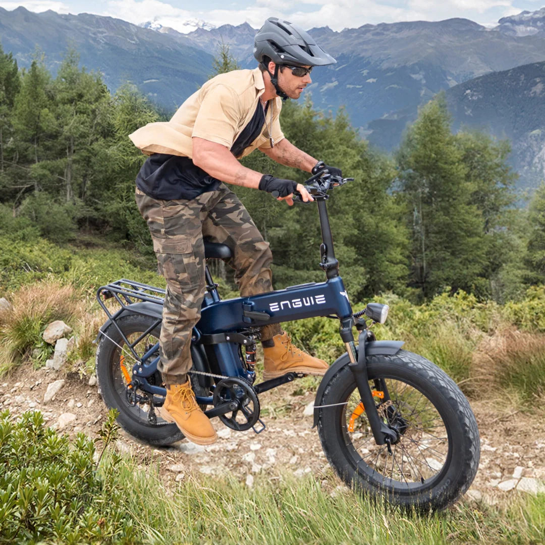 Electric bicycle Engwe Engine Pro 3.0 Boost – person riding on mountain trail