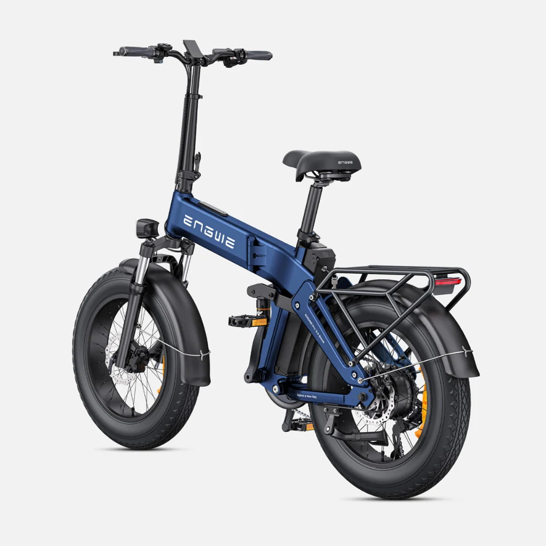 Electric bicycle Engwe Engine Pro 3.0 Boost – rear three-quarter view, blue colour variant