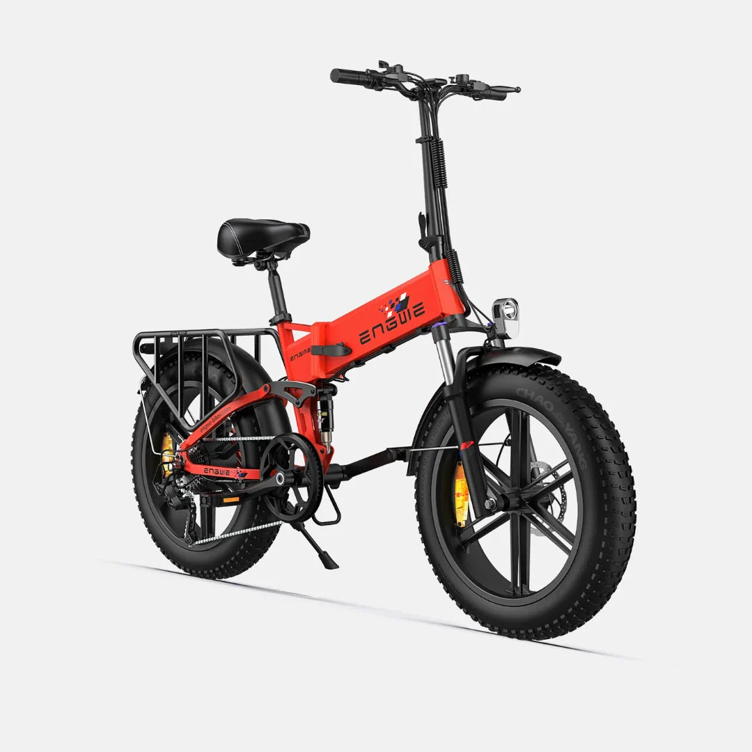 Electric bicycle Engwe Engine X – front three-quarter view, red colour variant