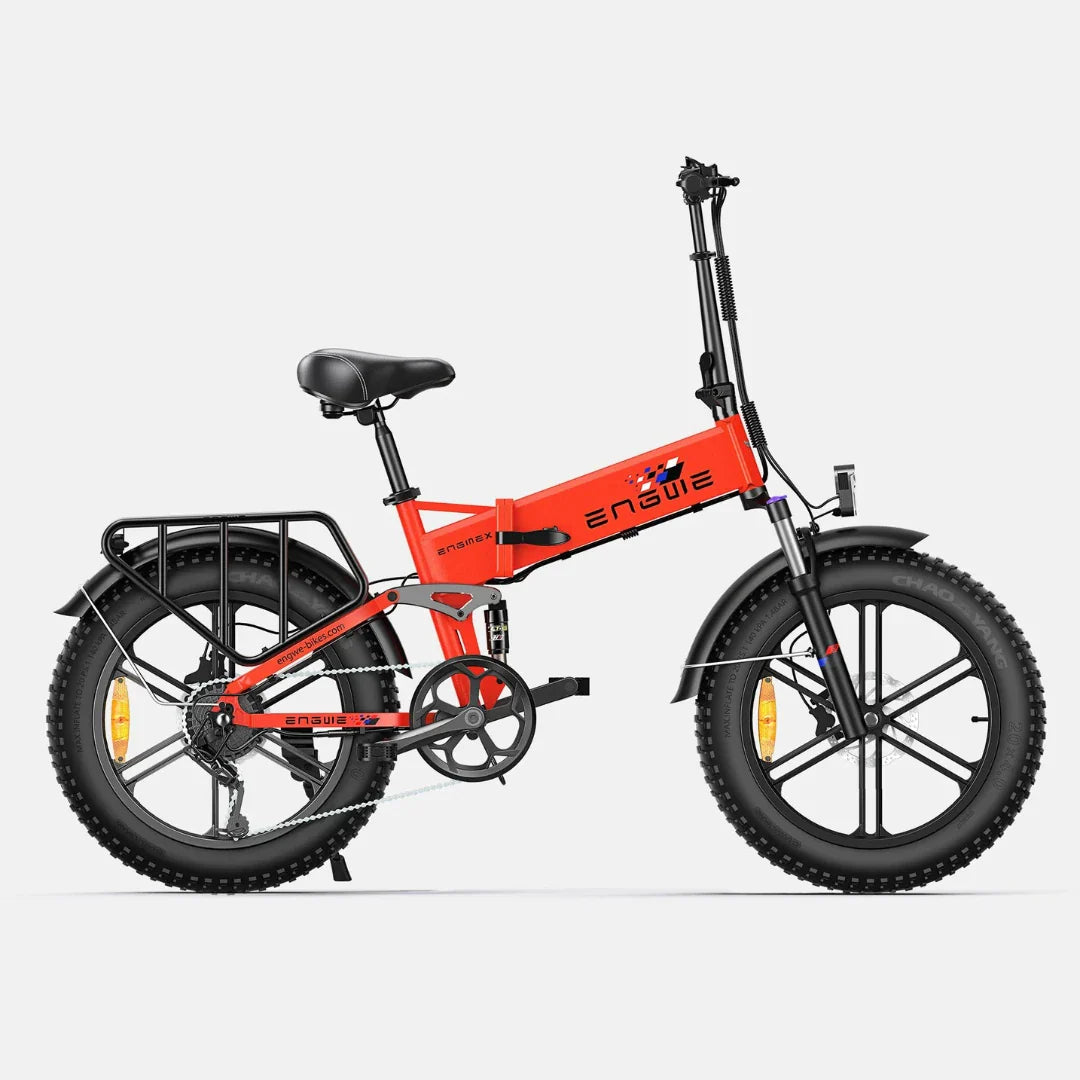 Electric bicycle Engwe Engine X – side view, red colour variant