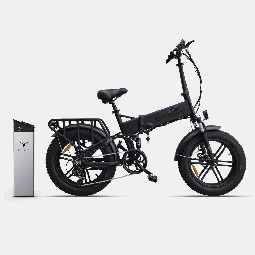 Electric bicycle Engwe Engine X – side view, black colour variant, removable battery