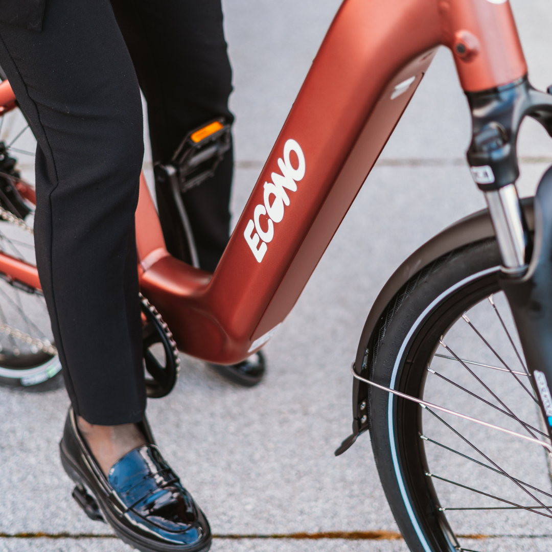 Electric bicycle ECONO Apes CITY EER4 – frame and pedal close-up
