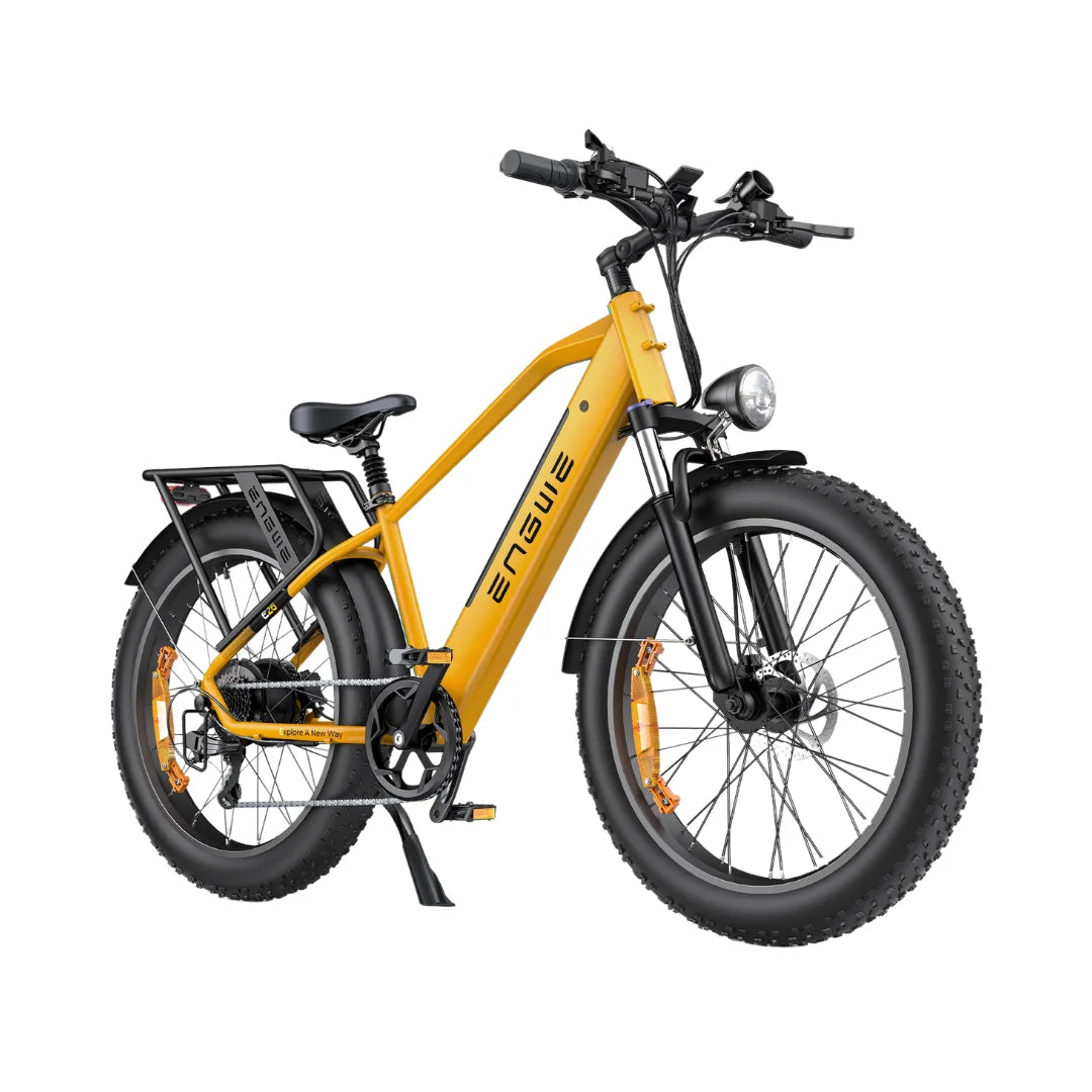Electric bicycle Engwe E26 – front three-quarter view, yellow colour variant