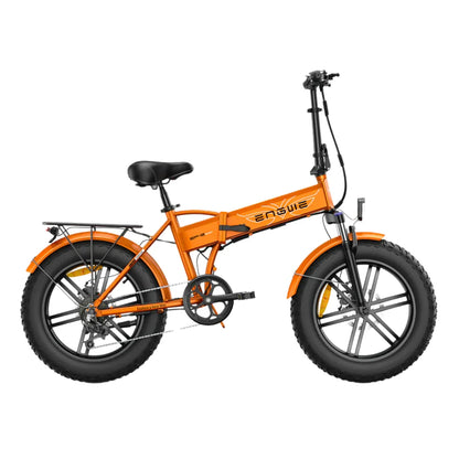 An orange electric bike Engwe EP 2 Boost with fat tires and a sleek design