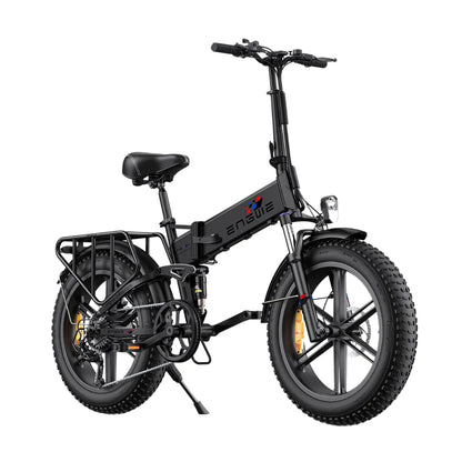 Electric Bike Engwe Engine X features a sleek black design, robust tires, and a sturdy frame for stability.