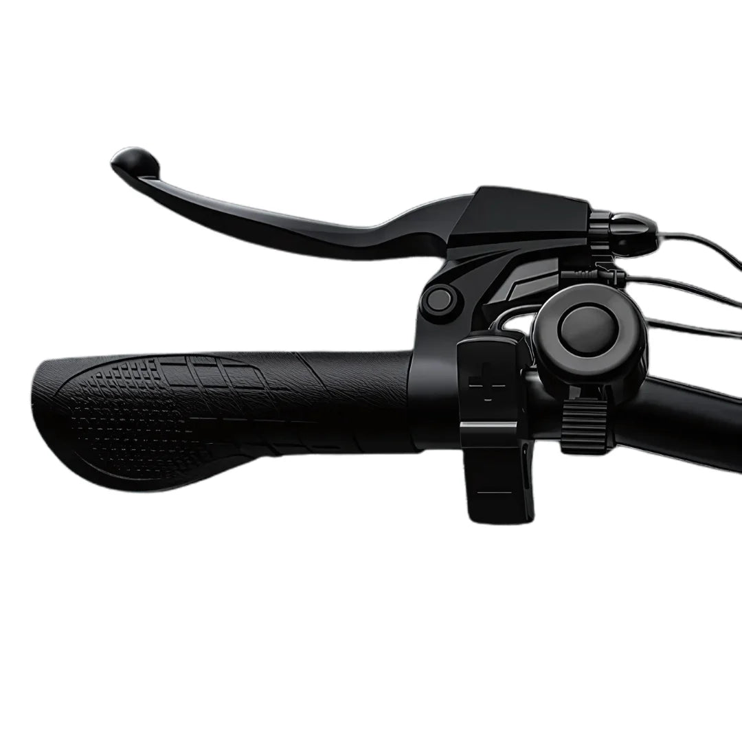 Electric Bike Engwe Engine X, featuring sleek black handlebars with ergonomic grips and brake lever.