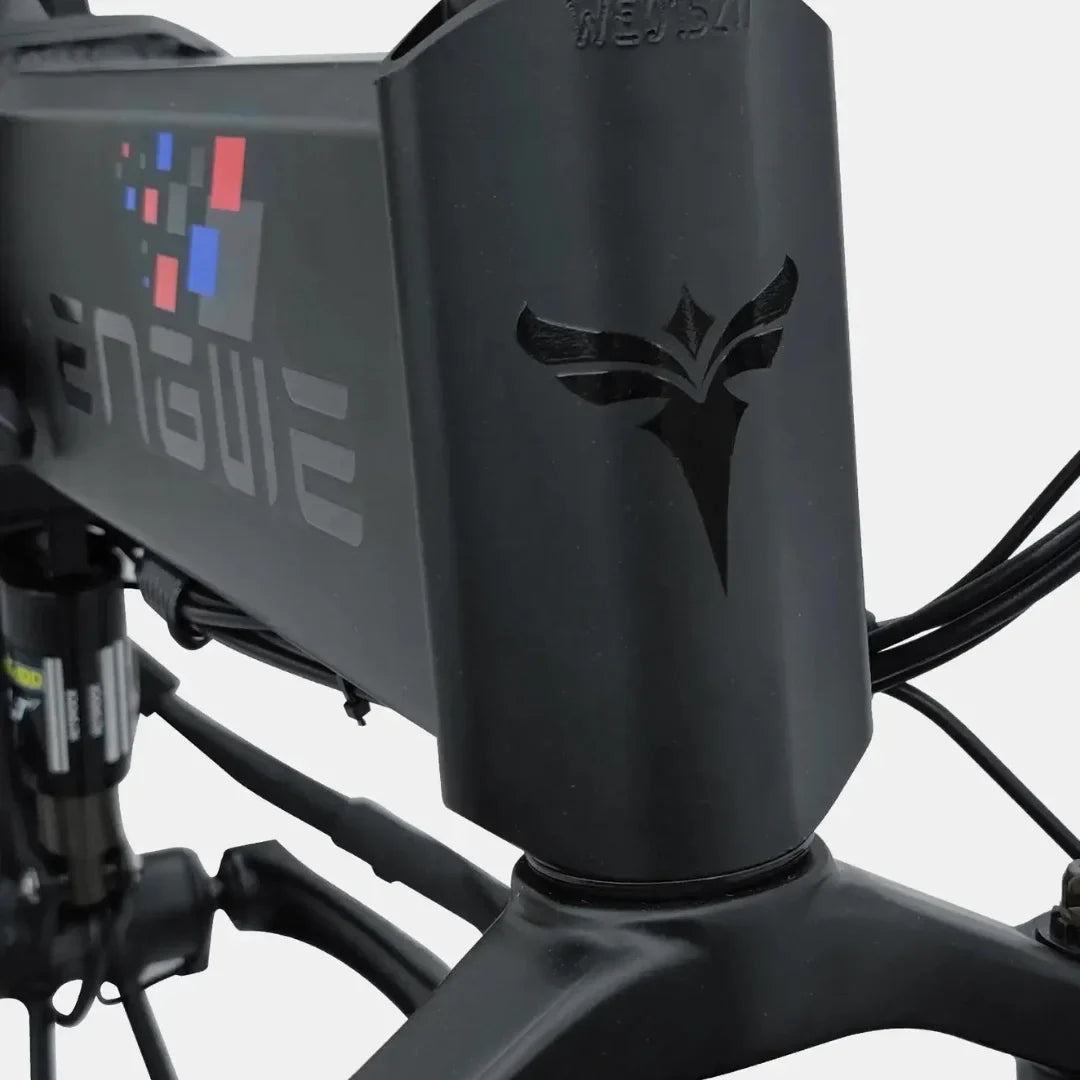 Electric Bike Engwe Engine X features a sleek black frame with a prominent logo design, showcasing durability.