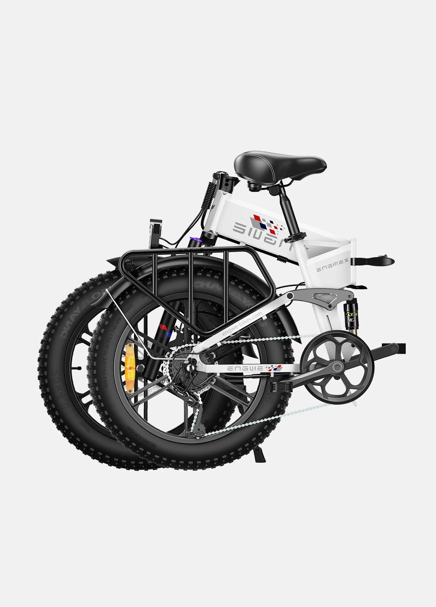 Electric bicycle Engwe Engine X – folded side view, white colour variant