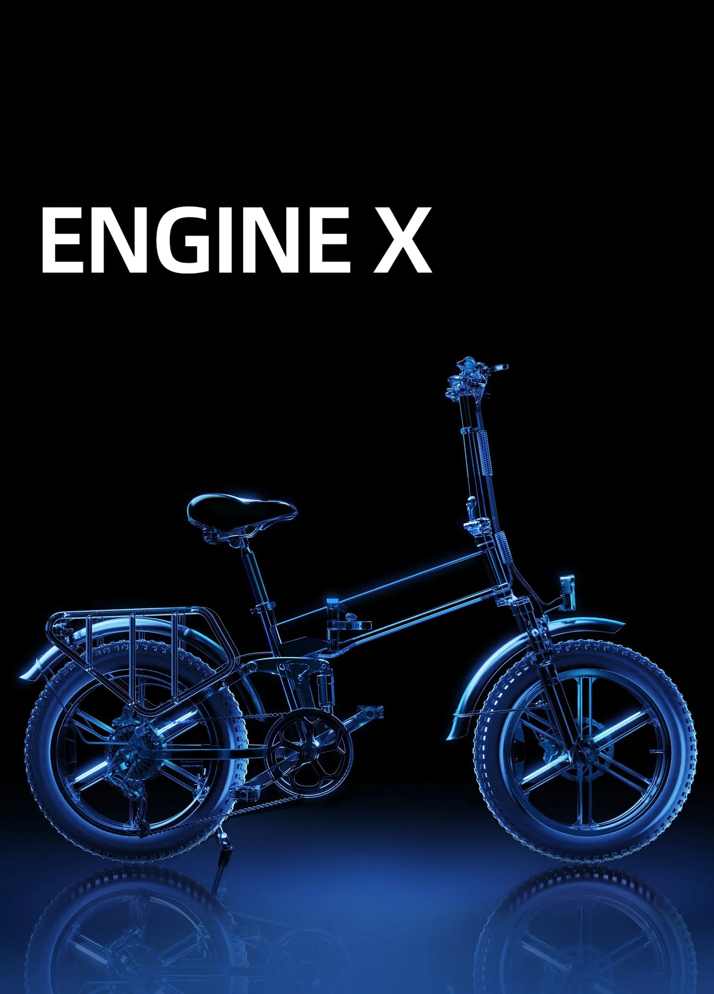 Electric bicycle Engwe Engine X – wireframe illustration on black background
