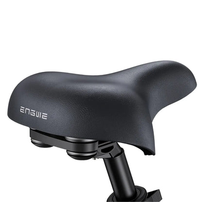 The Electric Bike Engwe L20 3.0 Boost features a comfortable black saddle with ergonomic design.