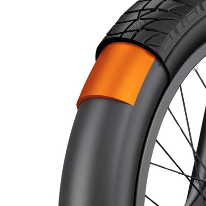 Electric Bike Engwe L20 3 0 Boost, close-up of tire with orange accent and sturdy tread design.