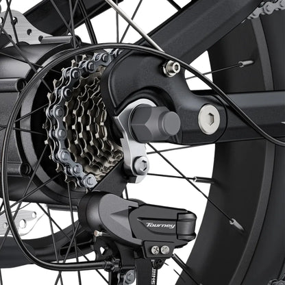 Electric Bike Engwe L20 3 0 Boost features a well-designed rear hub with a Tourney derailleur and chain.