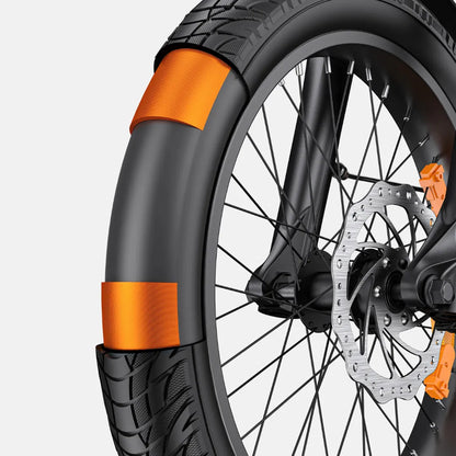 Electric Bike Engwe L20 3 0 Pro, features a sturdy wheel with high-traction tire and vibrant accents.