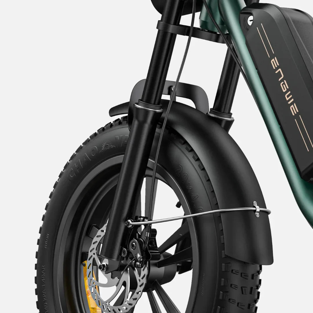 Electric bicycle Engwe M20 – front wheel, suspension fork, disc brake