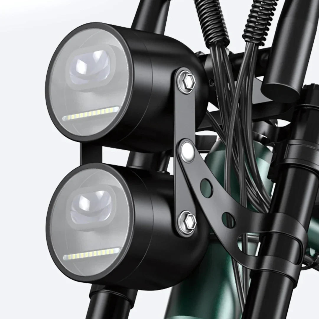 Electric bicycle Engwe M20 – headlight close-up