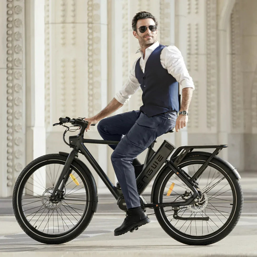 Electric bicycle Engwe P275 Pro – man riding in urban setting