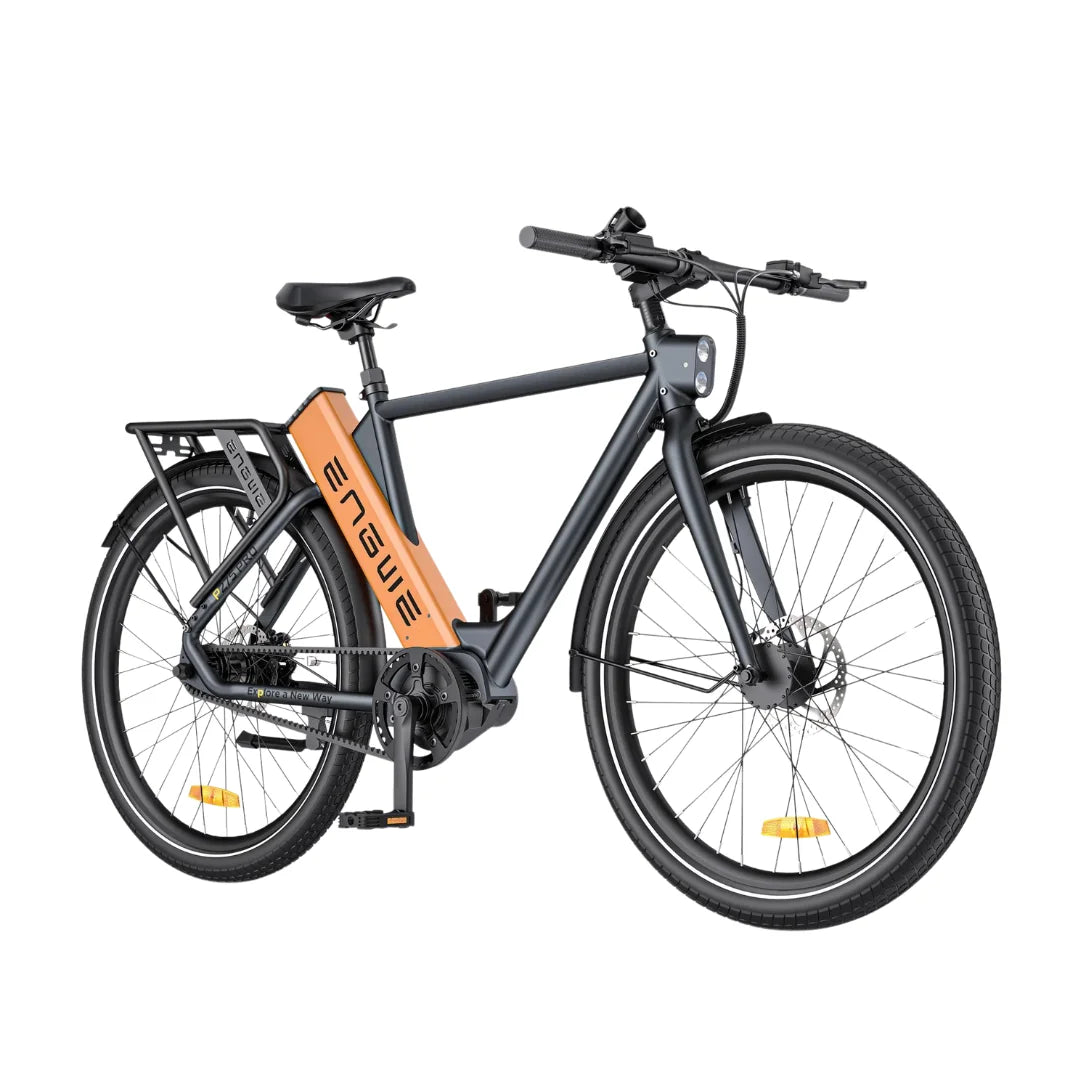 Electric bicycle Engwe P275 Pro – front three-quarter view, orange battery variant
