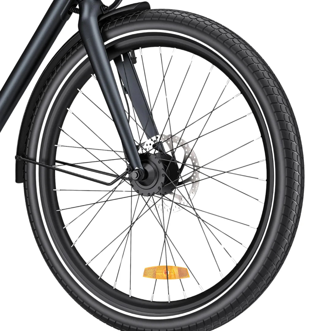 Electric bicycle Engwe P275 Pro – front wheel and disc brake detail