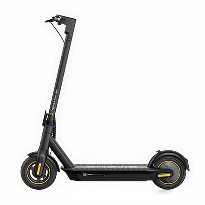 Electric Scooter Engwe Y10 features a sleek black design, sturdy frame, and yellow accents, perfect for urban mobility.