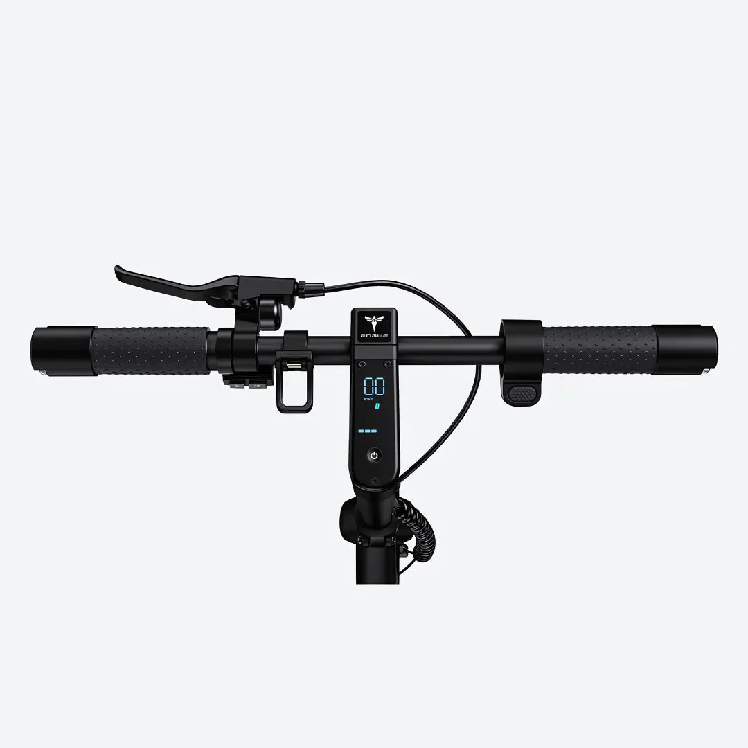 Electric Scooter Engwe Y10 features a sleek black handlebar, digital display, and ergonomic grips for comfort.