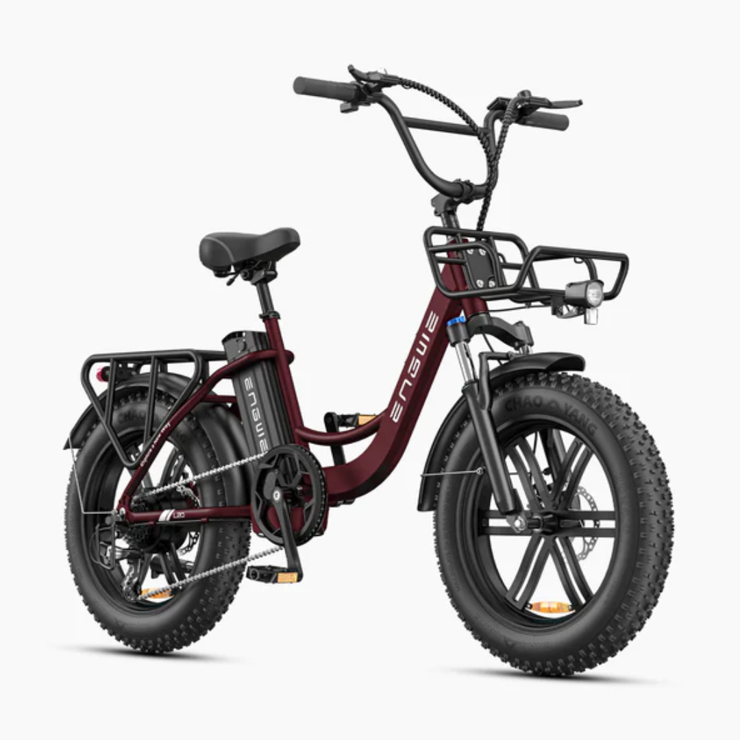 Electric bicycle Engwe L20 Boost – front three-quarter view, red colour