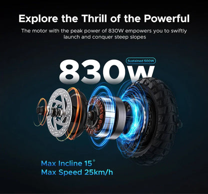 Electric Scooter Engwe Y600s features a powerful 830W motor, max speed 25km/h and climbs 15° inclines easily.