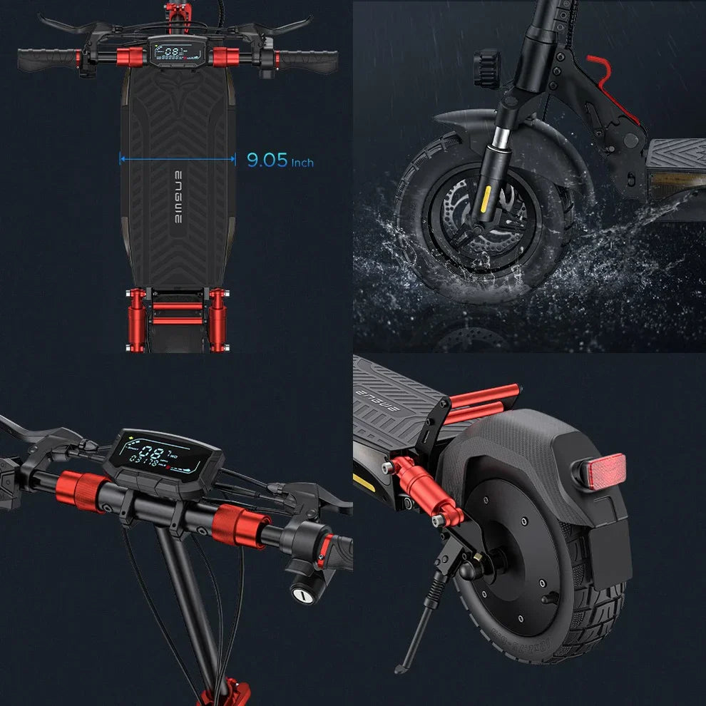 Electric Scooter Engwe Y600s features a 9.05-inch wide deck, robust design and LCD display for optimal ride control.