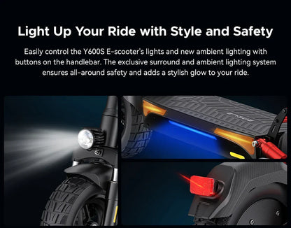 Electric Scooter Engwe Y600s features enhanced lighting for style and safety with an ambient light system.