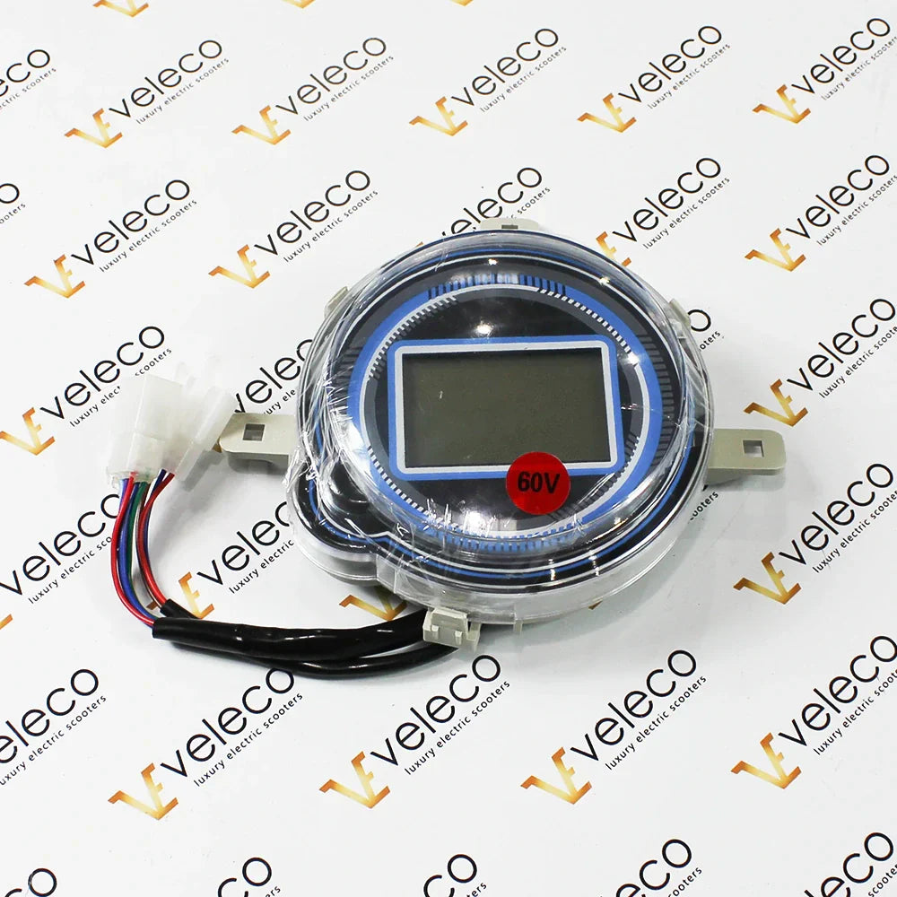 Speedometer for Veleco Faster SM – round display with wires and 60V sticker