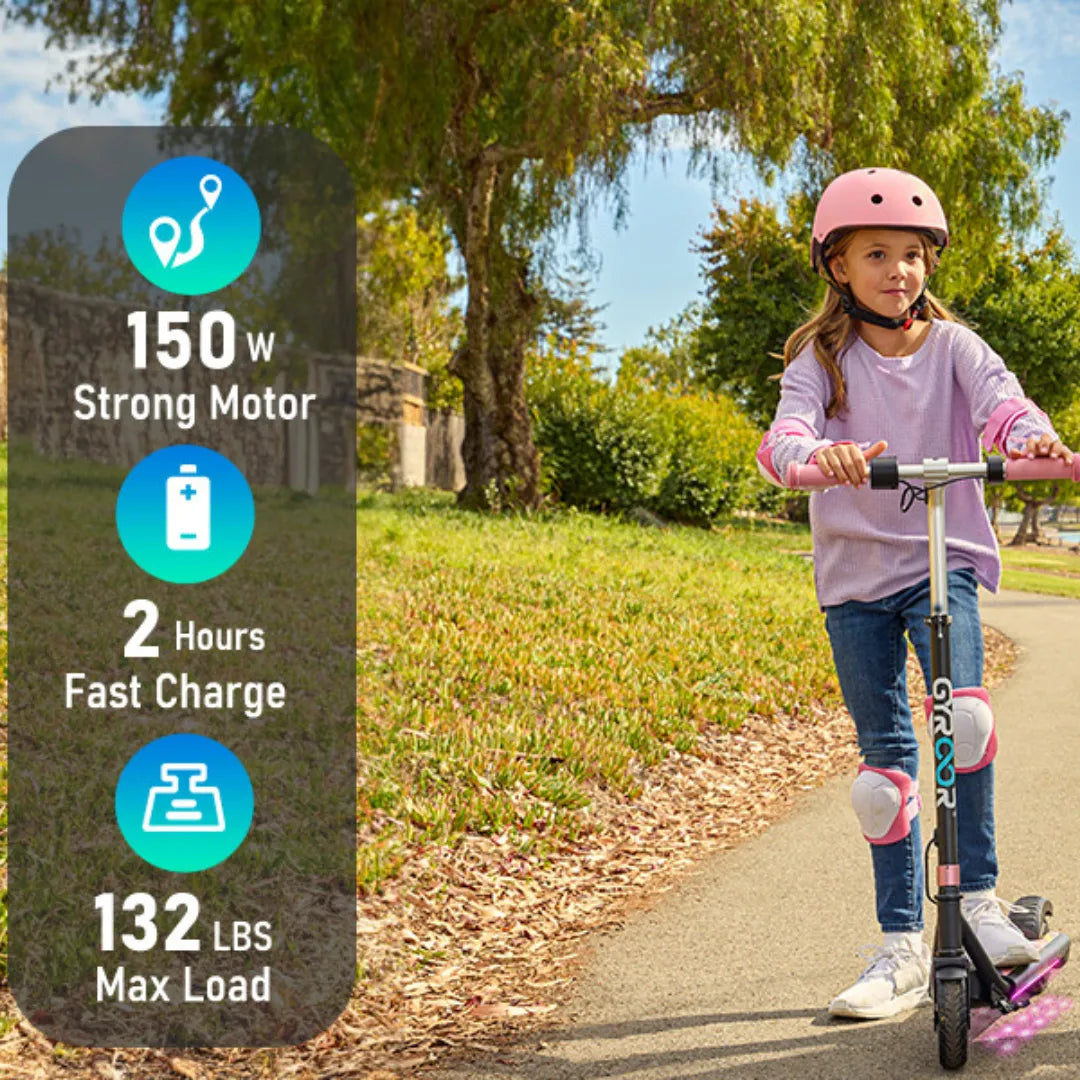Electric scooter Gyroor H30 MAX – girl riding with specifications overlay