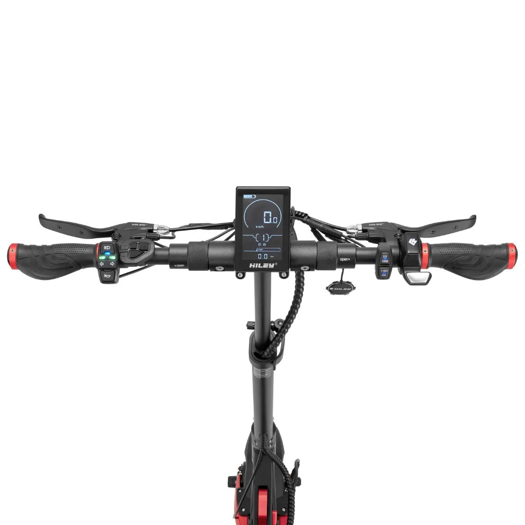 Electric Scooter Hiley Tiger Max Gtr features a sleek handlebar design with a digital display, throttle, and brakes.