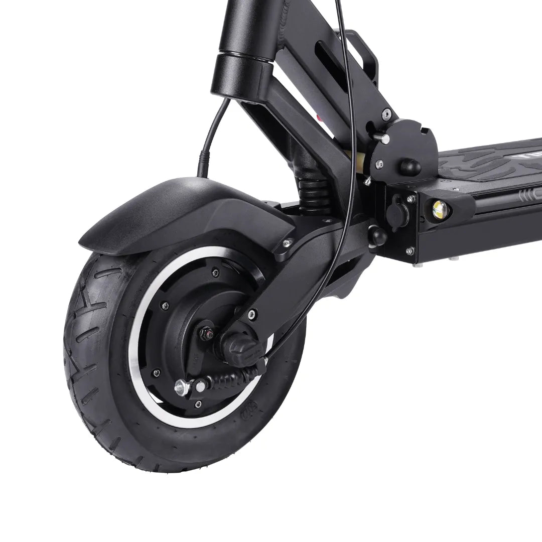 Electric Scooter Hiley Tiger Max Gtr features a robust front wheel with a sleek design for durability and comfort.