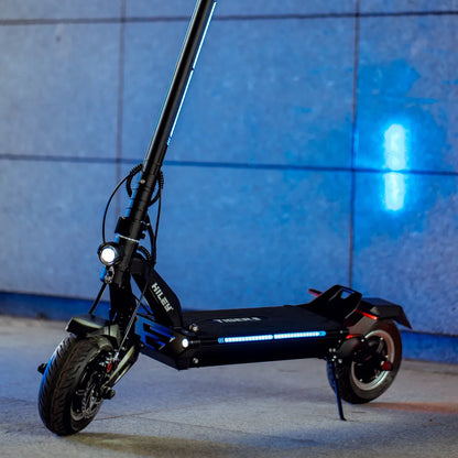 Electric Scooter Hiley Tiger 10 Gtr features a sleek black design, LED lights, and robust tires for enhanced performance.