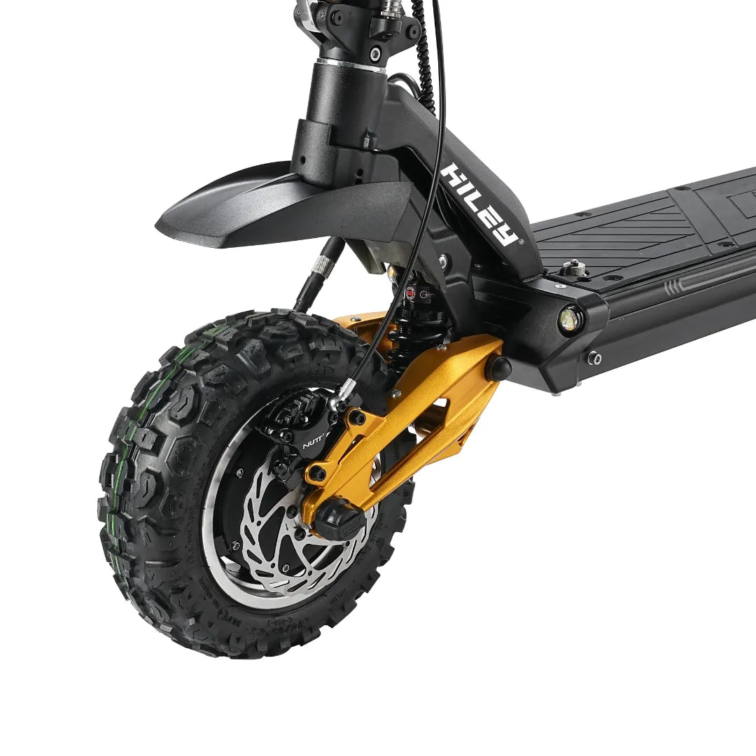 Electric Scooter Hiley Tiger King features a robust front suspension, durable all-terrain tire, and stylish design.