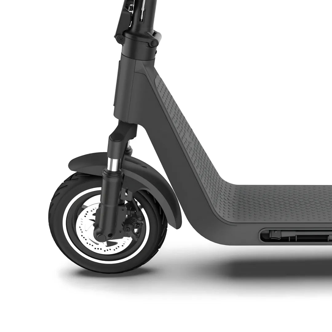 Electric scooter Joyor LiteGo – front wheel and deck detail