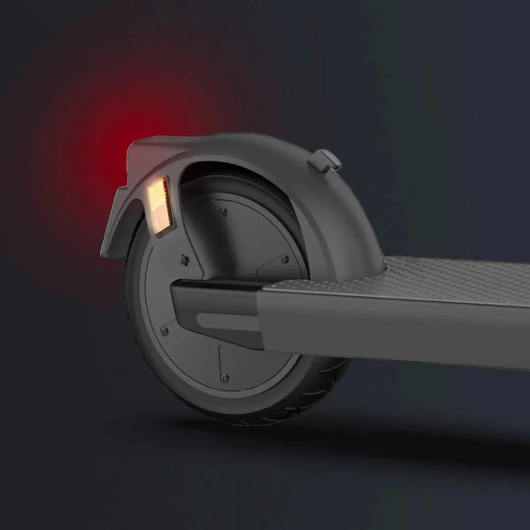 Electric scooter Joyor LiteGo – rear wheel and illuminated tail light