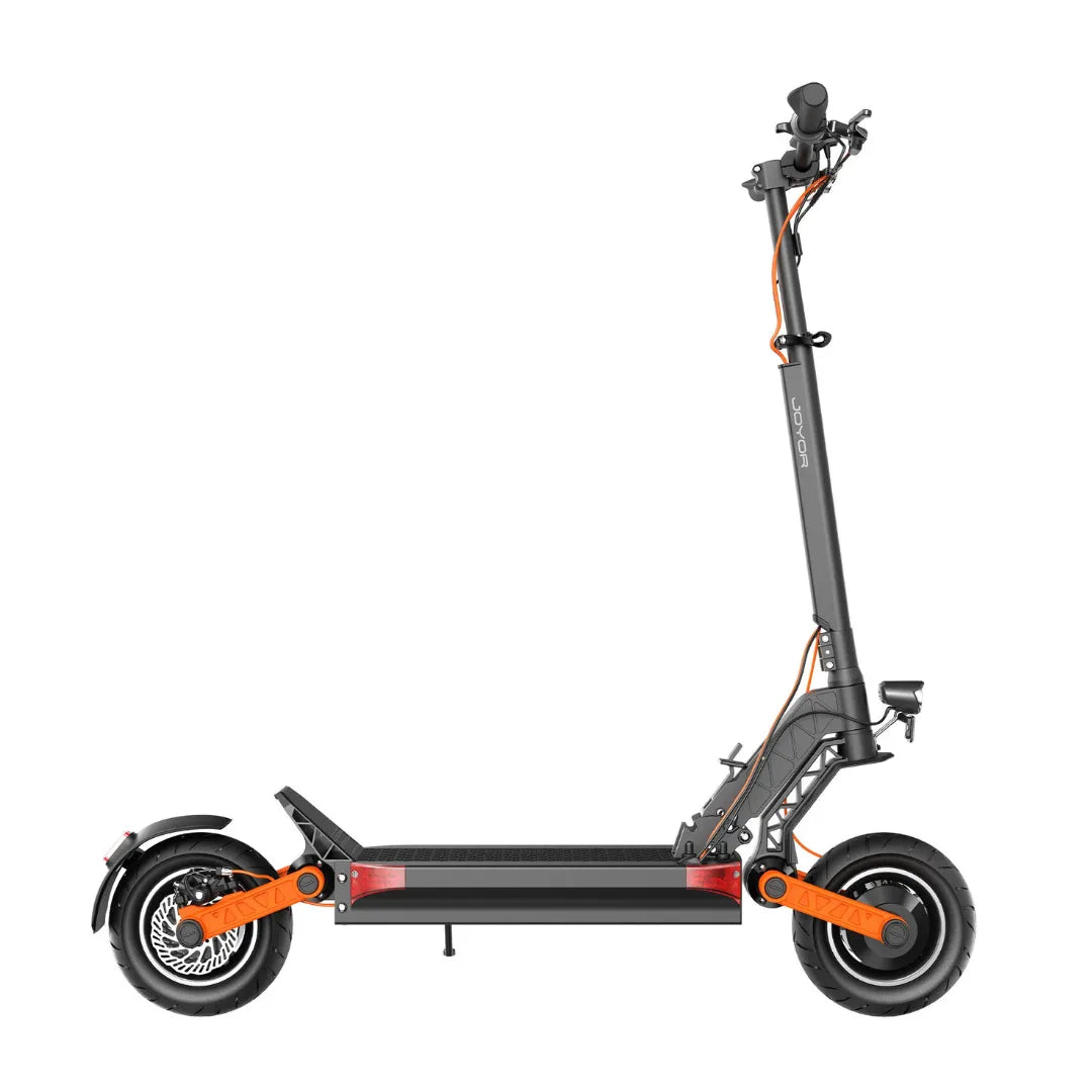 Electric scooter Joyor S10-S-Z – side view with suspension detail